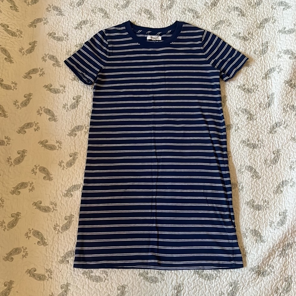 Madewell size xxs navy/white striped T-shirt dress